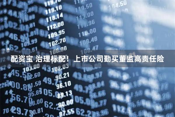 配资宝 治理标配！上市公司勤买董监高责任险