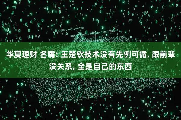 华夏理财 名嘴: 王楚钦技术没有先例可循, 跟前辈没关系, 全是自己的东西
